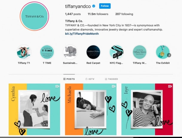 Tiffany & Co Instagram page