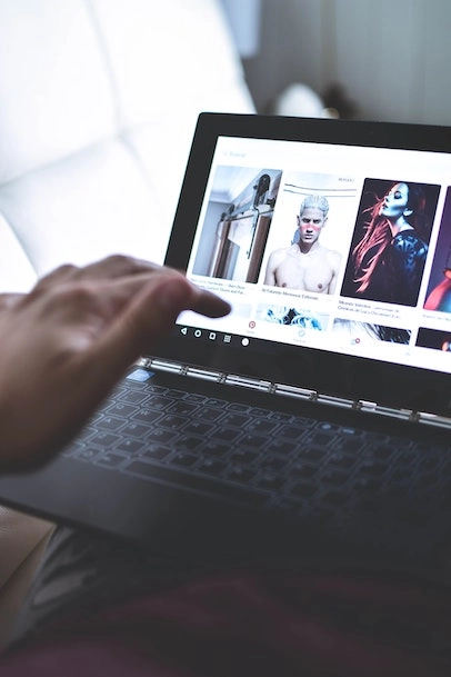 Person browsing Pinterest looking at high-quality images